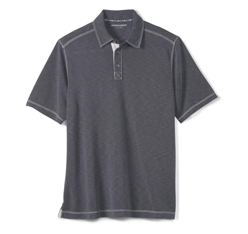 Johnston & Murphy Vintage Slub Polo Charcoal-Size XXL