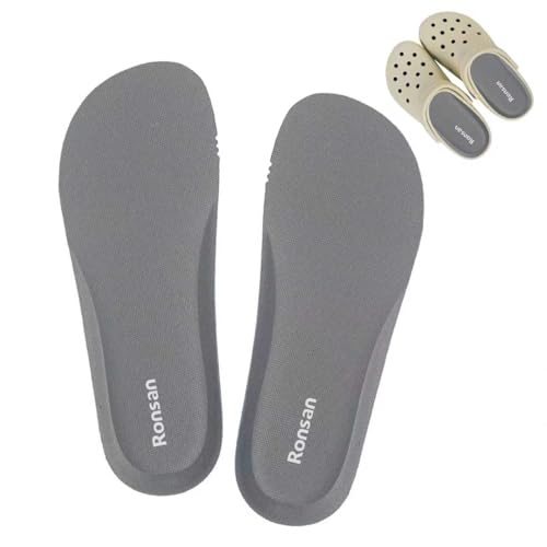 Image of Ronsan Shoe Insoles of Clog Garden Shoes, Extra Wide Barefoot Shoe Inserts Pads for Nurse Shoes, Garden Work Sandals, Thin Replacement Insoles for Women 11 / Men Size 9, Grey