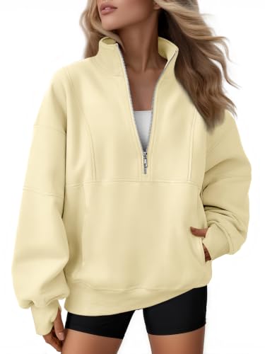 Image of AUTOMET Women's Quarter Zip Oversized Sweatshirt Fleece Mock Neck Pullover
