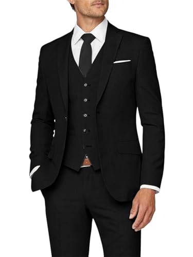 Men’s Slim Fit Suit Two Button 3 Piece Blazer Dress Business Wedding Party Jacket Vest Pant