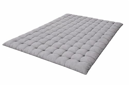 Image of ATOOTFUSION Soft Cotton Quilt | Foldable Light Weight Filled Single Firm Cotton Quilt Mattress| Gadda (Solid Coloured, Sleeping Capacity, 6 x 6 ft or 72 x 72 Inches) Double Bed (Light Grey)