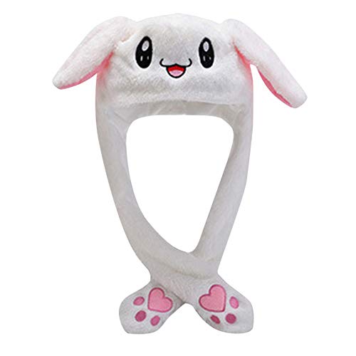 Yzhome Lapin Chapeau Nouveau Dessin Animé Oreilles en Mouvement Mignon Chapeau Kawaii Drôle Chapeau pour Filles Cap Enfants en Peluche Jouet De Noël Cadeau Cover
