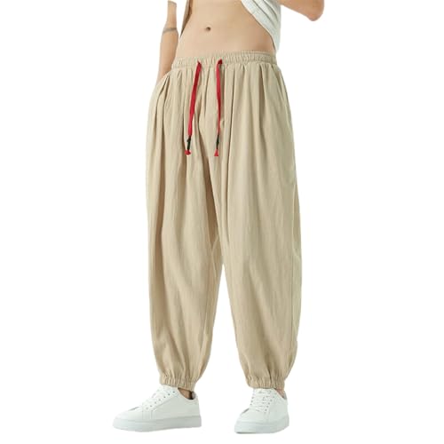 Pantalon court homme en coton lin style japonais zen parfait pour les vacances d'été