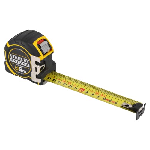 STANLEY FATMAX Cinta métrica con bloqueo automático de 5m, XTHT0-33671 | Hoja duradera de 32 mm de ancho, gancho Tru-Zero, precisión de Clase II, clip para cinturón integrado