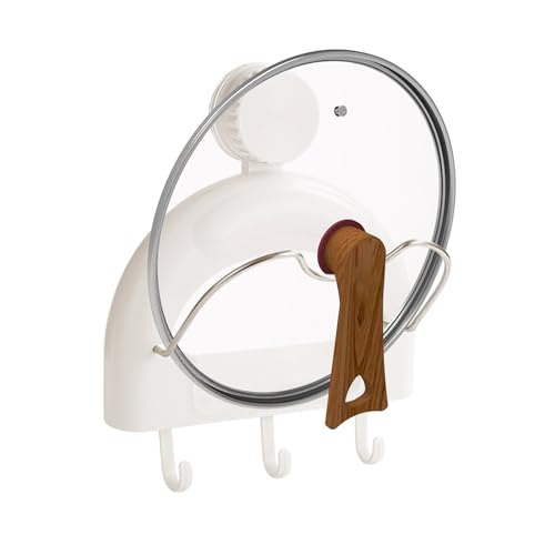 Soporte para tapa de olla para pared, estante de tabla de cortar con ventosa, almacenamiento de tapa de olla sin taladro, para cocineros en casa, apartamentos, entusiastas de la cocina, propietarios