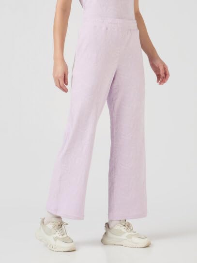 Image of TECHNOSPORT Women Textured Straight Fit Trackpants for Casual Wear, Travel Wear, Gym Wear