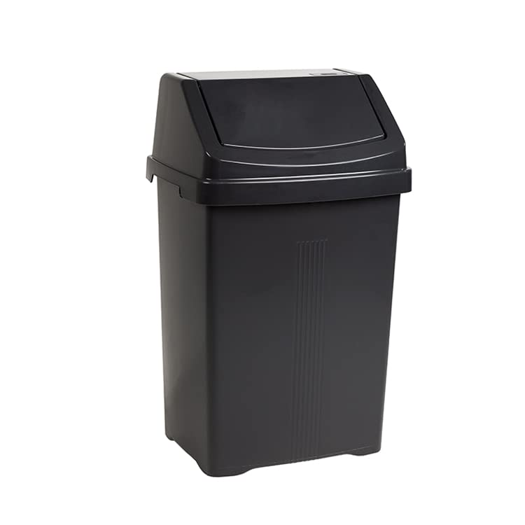 JMS we create smile Plastic Swing Lid Bins Recycle Waste Dust Bin 8/25 /50 L Home Kitchen Office (Black, 50 Litre) — image 1