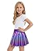 Girls Shiny Metallic Skirt Size 4t 5t Sparkly Purple Fashion A-Line Holographic Skort for Kids Gymnastics Competition