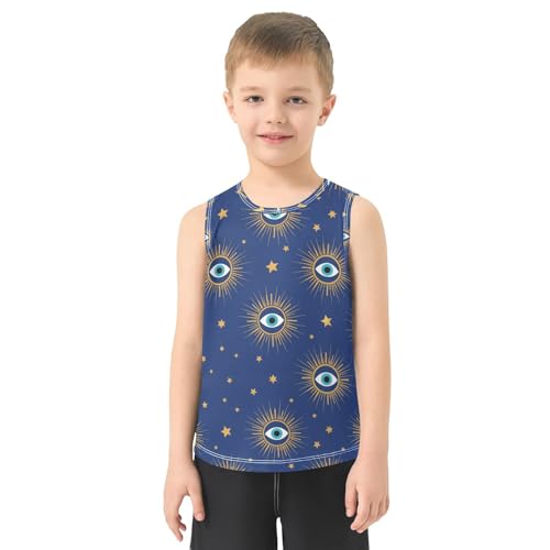 J JOYSAY Evil Eye Stars Blue Boys Tank Top Sleeveless Muscle Shirts Quick Dry Workout Sport Active Kids T-Shirts 3-15T2
