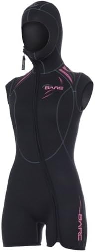 Bare 7mm Womens Sport Step-in Hooded Vest for Scuba Diving (10+, Pink)