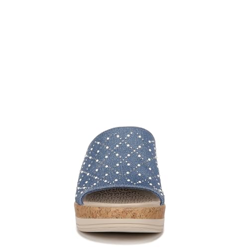 BZees Womens Royal Machine Washable Comfort Wedge Sandal Blue Shimmer2