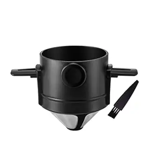 DIANZHU Pour Over Coffee Maker, Reusable Cone Coffee Dripper Filter, Stainless Steel Reusable Coffee Filters Coffee Maker with Cleaning Brush for Home Office Travel(1-2 Cup)