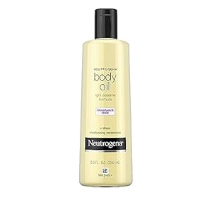 Neutrogena Fragrance-Free Body Oil Light Sesame Formula, Dry Skin Moisturizer & Hydrating Body Massage Oil, for Radiant & Healthy Glow, Nourishing After Shower & Bath Oil, 8.5 fl. oz