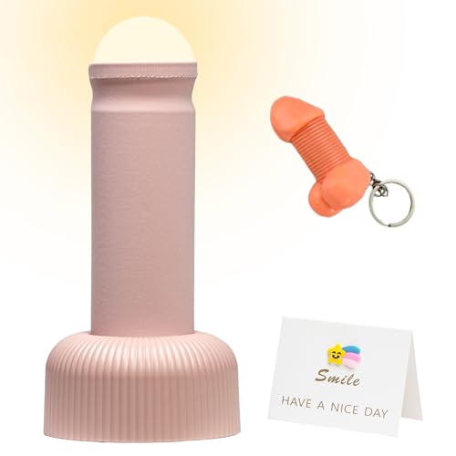 SMOOTHWIND Funny Night Light Adult Gag Gift Rechargeable Creative Column LED Lamp Bedside Lamp for Bedroom Weird Nightlight Prank Decoration Party Humor Birthday White Elephant(Pink)