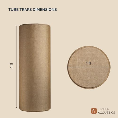 Image of Timber Acoustics Tube Traps | Rockwool | Freestanding Bass Traps | Absorber Diffuser | Room Acoustics & Soundproofing | Home Theatres & Music Studios [Single] 4' x 1' (Camel)