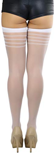 Image of ToBeInStyle Women's Pack of 6 Top Stripe Band Sheer Thigh High Stockings
