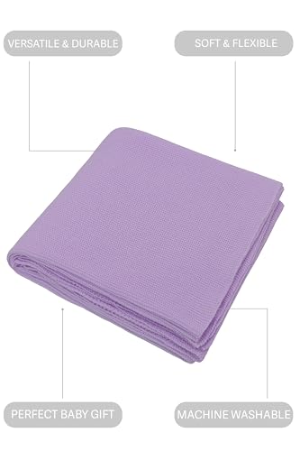 Image of Lilax Cotton Knit Receiving Blanket, Warm Cozy Swaddle Cuddle Stroller Crib Blanket for Newborns Infants & Toddlers 33.5 inch x 31.5 inch, Lavender