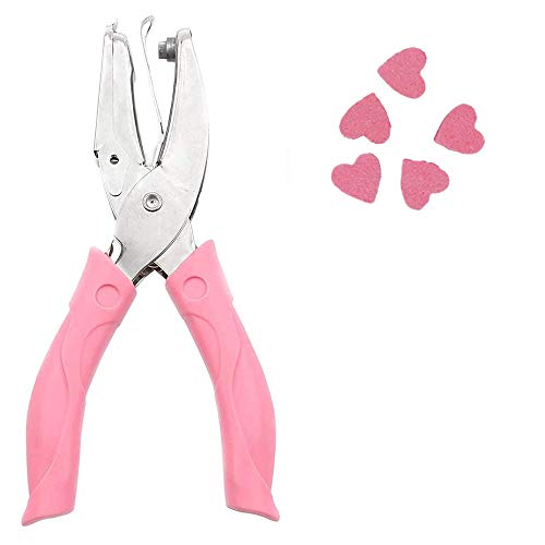 IZTOSS Handheld 1/4 Inch Hole Paper Punch Puncher with Pink Grip for Christmas Decoration Gift（ Heart）