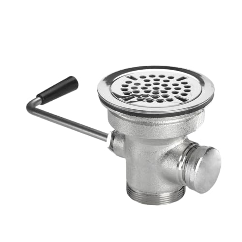 FSE 373-KR-22-204-S Royal Series 3-1/2" Twist Waste Drain, Short Handle, 1-1/4" Overflow Outlet, Nickel-Plated Brass Body, Stainless Steel Strainer/Flange/Handle, 2" Male NPS Threads