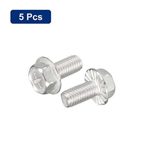 Image of uxcell M8x16mm Phillips Hex Head Flange Bolts, 5pcs 304 Stainless Steel Hexagon Phillips Flange Head Hex Bolts Machine Screws