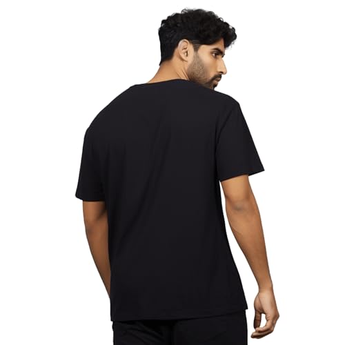 Image of prabhu bhakti Men's Oversized Shri Ram with Tilak Printed BlackT-Shirt | Drop Shoulder Pure Cotton Oversized Tshirt for Men