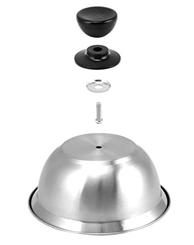 QWORK® Pack of 3 Burger Covers, Melting Dome, Stainless Steel, 16 x 10 cm, for Burger Steak, Silver, 3PCS - Image 3