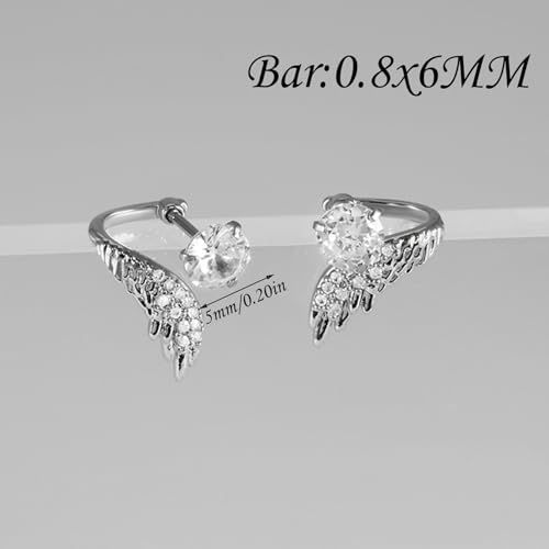 Boucles d'oreilles aile d'ange durables, texture acier inoxydable