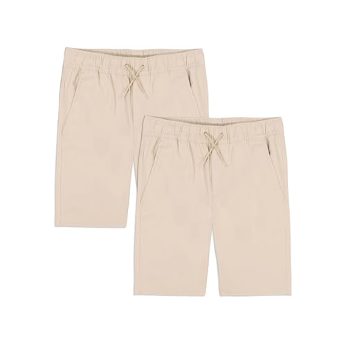 Image of Approved School Wear ASW Boys' School Uniform Pull on Stretch Twill Shorts, Drawstring Waist, Multipack