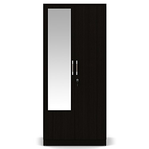 Image of Spacewood Carnival Wardrobe | 3 Year Warranty | Almirah, Cupboard, Almari, 2 Door Wardrobe with Mirror, 1 Hanging Space|Engineered Wood| Natural Wenge
