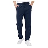 SOOUICKER Jogginghose Herren Dicker Stoff Sporthose Herren Lang Baumwolle Trainingshose Herren Mit Taschen Freizeithose Herren Ohne Bund Unten Herren Jogginghose Gerades Bein
