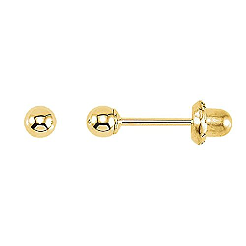 14K YELLOW GOLD BALL INVERNESS PIERCING EARRINGS IN STERILE CASE