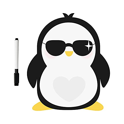Ímã De Geladeira Pinguim de Óculos Glasses Porta Recados Anotações Planner C/Caneta Lista de compra