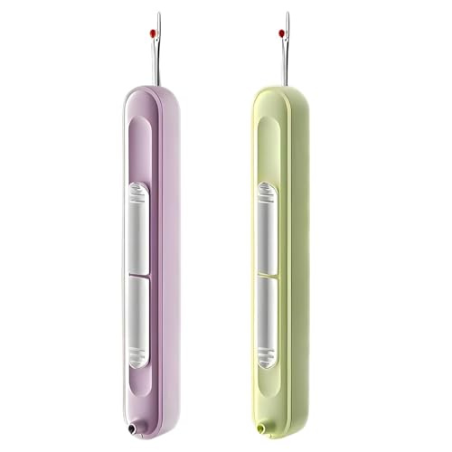 Omeblos Needle Threaders 2Pcs 2 in 1 Needle Threader Seam Ripper Threading and Thread Remover Tools Stretchable Seam Rippers for Hand Sewing Knitting Embroidery Thread Removal