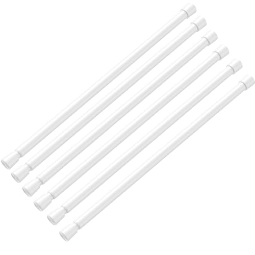 Image of AIZESI Spring Tension Rods Adjustable Tension Curtain Rod Small Tension Rod No Drilling Expandable Spring Loaded Curtain Tension Rod(White,18 inch to 28 inch-6Pcs)