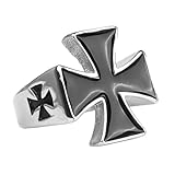 Cross Ring - Black Oil Painted, Stainless Steel Fashion Jewelry for Classic Gothic & Punk Rock Fans (1PCS) (11)