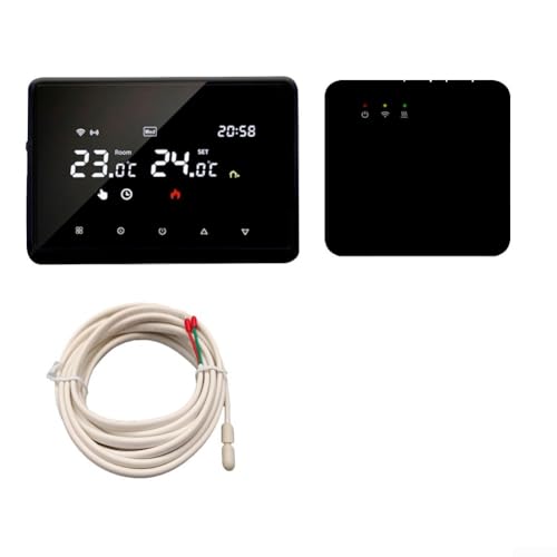 Termostato inteligente controlado por voz con receptor RF e interfaz de aplicación, ajustes de temperatura programables semanales para sistemas de caldera de gas residencial (blanco)