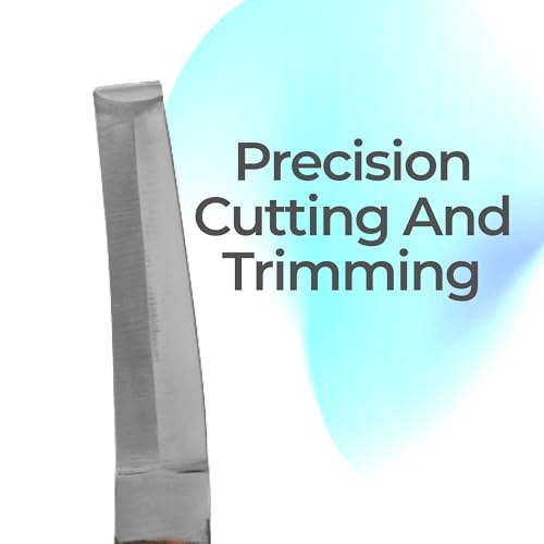 Image of Hoof Knife Double Edged Curved Blade - Stainless Steel Curved Blade Farrier Tool with Wooden Handle, Multipurpose Hoof Trimming Knife for Livestock, 3-Inch Blade, 8.5-Inch Overall