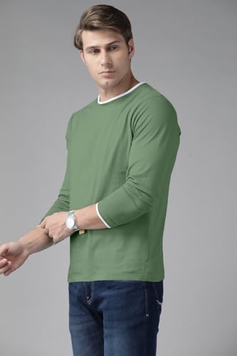 Image of The Dry STATEMen's Full Sleeve Basic Fit T-Shirt with Contrast Tipping Details Neck