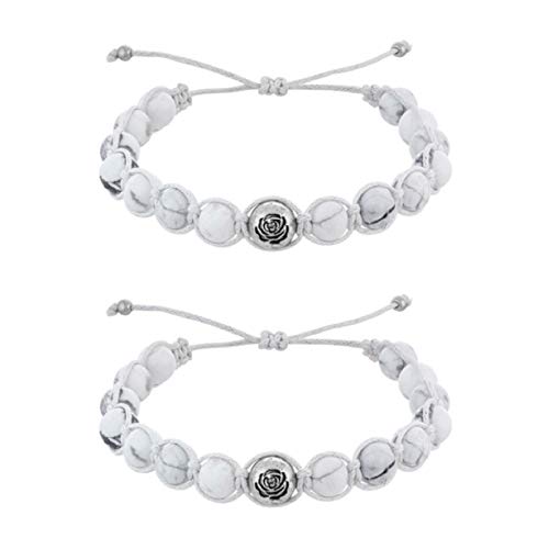 Annie LeBling - 2PC Howlite Stone Beaded Bracelets in Rose, chakra bracelets with healing stones, Annie LaBlanc bracelet collection, healing energy natural gemstones, stackable and collectible unisex bracelets for men, women, children, beaded friends