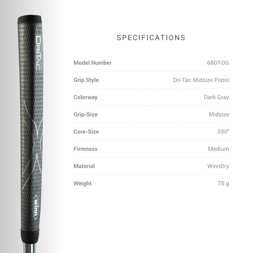 Winn DriTac Midsize Pistol Putter Grip - Dark Gray