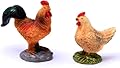 Kryoflare 2Pcs Miniature Rooster and Hen Figurines, Farm Animal Decor, Mini Garden Statues for Fairy Garden Decor, Miniature Outdoor Statues for Micro Landscape