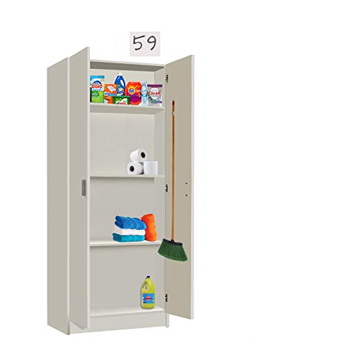 HABITMOBEL Armario Oficina escobero con Colgador Incluido, Medidas 59 cm (Largo) x 180 cm (Alto) x 37 cm