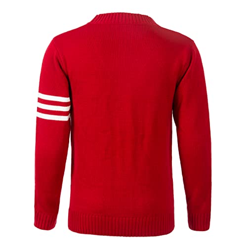 Men's 1950's Letterman Cardigan Sweater Hip Hop 50s Cardigan Sweater V-Neck Long Sleeve Cardigan Winter Sweater4