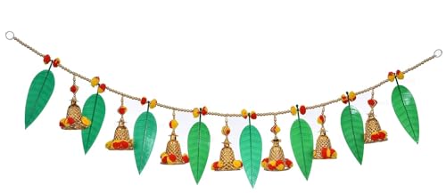 Image of Bells Mango Leaves Leaf Home Decoration Hanging Toran Main Door Garlands Handmade Bandhanwar Door Entrance Hanging HomeTraditional Wall Decor Diwali Decoration Diwali Gift