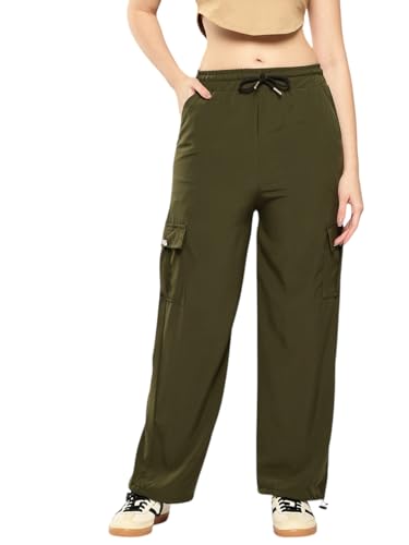 Image of Aarika Womens Casual Wear Black Colour Solid Crep Cargo Pant