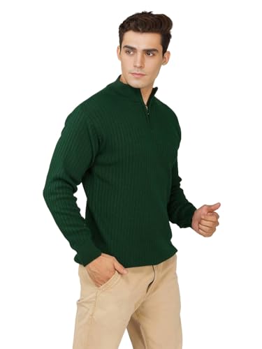 Image of LOQUE Men's Wool Blend Selection Sweater Half Zip High Neck Pullover Warm Casual Winter Wear for Office and Travel