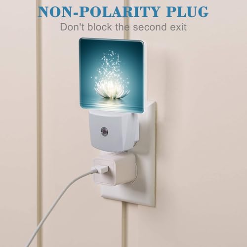 Image of Magic Lotus Flower on Water Night Light Plug into Wall with Dusk to Dawn Sensor Cute Nightlight for Kid Girls Boys Women Men Room Decor, Hallway, Kitchen, Bathroom, Nursery, Stairs
