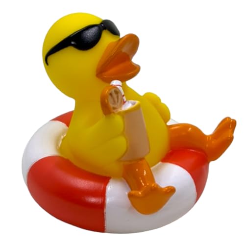 MIJOMA Pato de baño con chirrido | Bonitos patos flotantes para niños y adultos | Material de alta calidad y duradero | aprox. 10 cm (piscina con anillo de flotación)