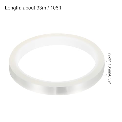 Image of uxcell Clear Heat Tape, 1 Roll 10mmx33m 108ft High Temperature Heat Resistant Tape for Sublimation,Heat Vinyl Press,Heat Transfer, Circuit Board, No Residue