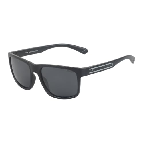Image of Fueel Polarized Rectangle Sunglasses for Men & Women | UV Protected Retro Half Frame Sunglasses | Lightweight Stylish Black Frame